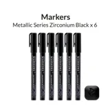 Balení šesti metalických fixů Gaahleri 45169 Metallic Series zirkoniová černá GM-MS06