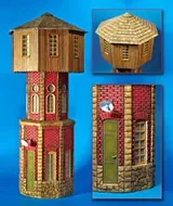 Sádrové a resinové díly dioramatického doplňku Plus Model 315 vodní věž v měřítku 1/35