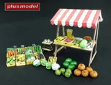 Resinové a dřevěné díly setu Plus Model 580 Zeleninový trh v měřítku 1/35