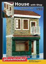 Stavebnice dioramatu Plus Model 190 Dům s obchodem 1/35 ze tvrzené sádry a resinu