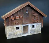 Stavebnice Plus Model 487 Venkovské stavení 1/35 – sádrové díly domu s dřevěnými doplňky