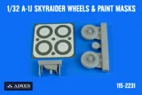 Resinová kola a maskovací šablony Aires 2231 pro model A-1J Skyraider 1/32 Trumpeter — obrázek 2
