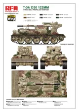 Krabice plastikové stavebnice Rye Field Model 1/35 T-34/D-30 122mm syrská samohybná houfnice — obrázek 3