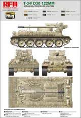 Krabice plastikové stavebnice Rye Field Model 1/35 T-34/D-30 122mm syrská samohybná houfnice — obrázek 6