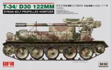 Krabice plastikové stavebnice Rye Field Model 1/35 T-34/D-30 122mm syrská samohybná houfnice