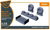 Doplňková sada kol a výfuků Clear Prop CPA72113 pro Me-410 B-1/U2/U4/R4 v měřítku 1/72
