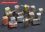 Sada 3D tištěných německých nádob na olej Plus Model DP3008 v měřítku 1/35