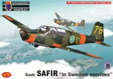 Krabice plastikové stavebnice Kovozávody Prostějov KPM0523 SAAB Safir 1/72 ve švédských službách