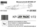 Krabice plastikové stavebnice Kovozávody Prostějov KPJ7203 Messerschmitt Bf 109E-4/7 Joypack v měřítku 1/72