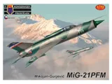 Krabice plastikové stavebnice Kovozávody Prostějov KPM0410 MiG-21PFM v měřítku 1/72