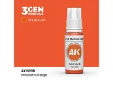Lahvička akrylové barvy AK Acrylics 3GEN AK11078 středně oranžová 17 ml