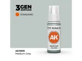 Lahvička akrylové barvy AK Acrylics 3GEN AK11010 středně šedá 17 ml