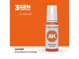 Lahvička akrylové barvy AK Interactive 3GEN AK11081 fluorescenční oranžová 17 ml