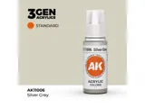 Lahvička akrylové barvy AK Acrylics 3GEN AK11006 stříbřitě šedá Silver Grey 17 ml