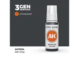 Lahvička akrylové barvy AK Acrylics 3GEN AK11024 popelavě šedá Ash Grey 17 ml