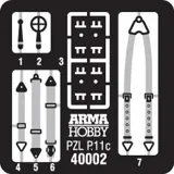 Krabice stavebnice Arma Hobby 40002 PZL P.11c v měřítku 1/48 s obtisky a fotoleptem — obrázek 5
