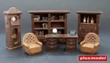 Resinová sada Plus Model 093 nábytek pracovna 1/35 — díly nábytku a aršík fotoleptů — obrázek 3