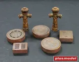Resinové díly Plus Model 143 kanalizační poklopy v měřítku 1/35 pro diorámata — obrázek 2