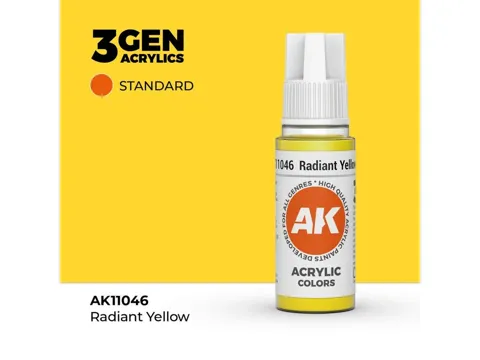 Lahvička akrylové barvy AK Interactive 3GEN AK11046 zářivá žlutá 17 ml