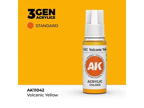 Lahvička akrylové barvy AK Acrylics 3GEN AK11042 vulkanická žlutá Volcanic Yellow 17 ml