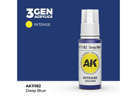 Lahvička akrylové barvy AK Interactive 3GEN AK11182 hluboká modrá Deep Blue 17 ml