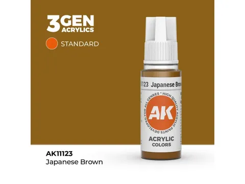 Lahvička akrylové barvy AK Acrylics 3GEN AK11123 japonská hnědá 17 ml