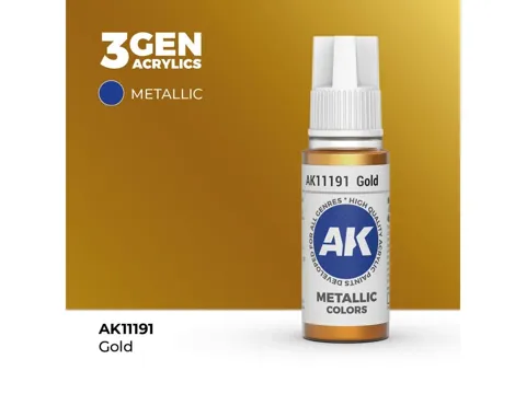 Lahvička akrylové barvy AK Interactive 3GEN AK11191 zlatá metalická 17 ml