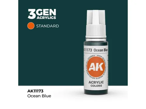 Lahvička akrylové barvy AK Acrylics 3GEN AK11173 oceánská modrá 17 ml