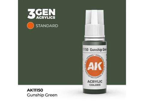 Lahvička akrylové barvy AK Acrylics 3GEN AK11150 Gunship Green 17 ml