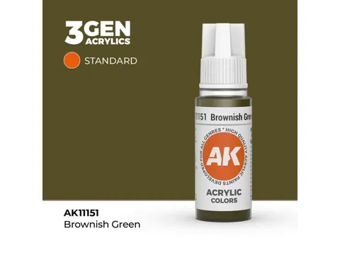 Lahvička akrylové barvy AK Acrylics 3GEN AK11151 hnědozelená 17 ml