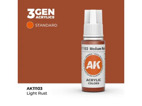 Lahvička akrylové barvy AK Interactive 3GEN AK11103 středně rezavá Medium Rust 17 ml
