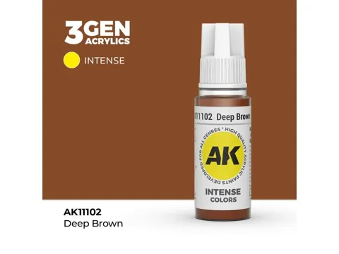 Lahvička akrylové barvy AK Interactive 3GEN AK11102 tmavě hnědá Deep Brown 17 ml