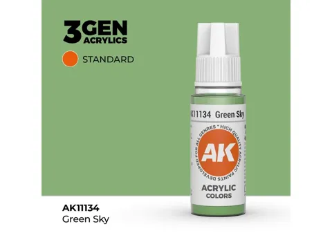 Lahvička akrylové barvy AK Acrylics 3GEN AK11134 zelená obloha Green Sky 17 ml