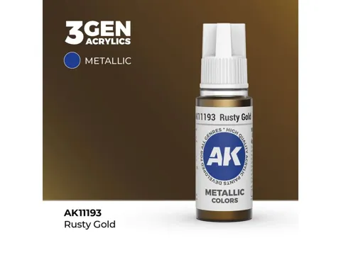 Lahvička akrylové barvy AK Interactive 3GEN AK11193 rezavé zlato 17 ml