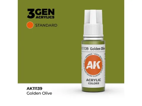 Lahvička akrylové barvy AK Acrylics 3GEN AK11139 zlatavá olivová 17 ml