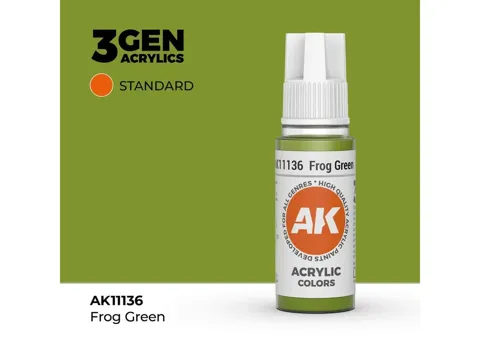Lahvička akrylové barvy AK Interactive 3GEN AK11136 žabí zelená Frog Green 17 ml