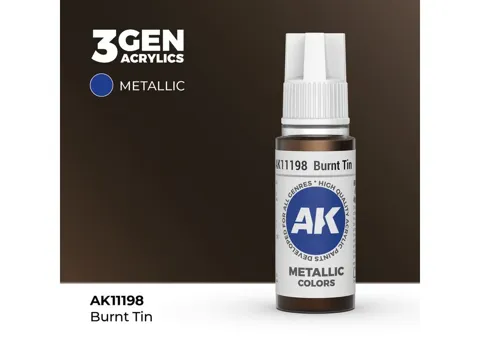 Lahvička akrylové metalické barvy AK Interactive 3GEN AK11198 opálený cín 17 ml