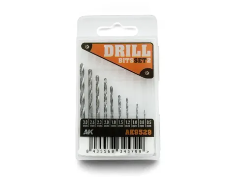Sada modelářských vrtáků AK Interactive AK9529 Drill Bits Set 2, 10 ks, 0,5–3,0 mm