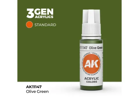 Lahvička akrylové barvy AK Interactive 3GEN AK11147 olivová zelená 17 ml