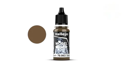 Lahvička akrylové barvy Vallejo Model Color 70983 zemitá hnědá matná (Flat Earth) 18 ml