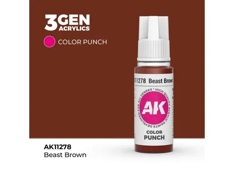 Lahvička akrylové barvy AK Interactive 3GEN Color Punch AK11278 zvířecí hnědá 17 ml
