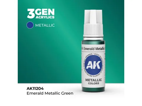 Lahvička akrylové barvy AK Acrylics 3GEN AK11204 smaragdově zelená metalická 17 ml