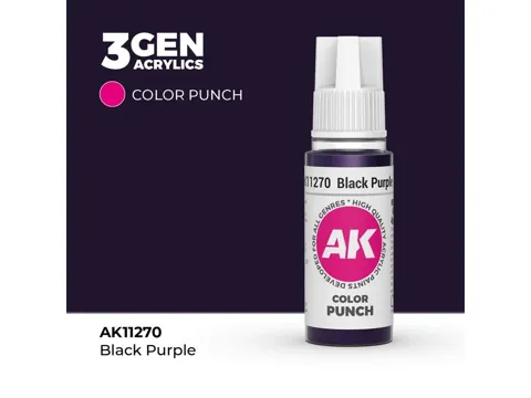 Lahvička akrylové barvy AK Interactive 3GEN Color Punch AK11270 černofialová 17 ml
