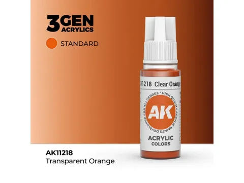 Lahvička akrylové barvy AK Acrylics 3GEN AK11218 transparentní oranžová 17 ml