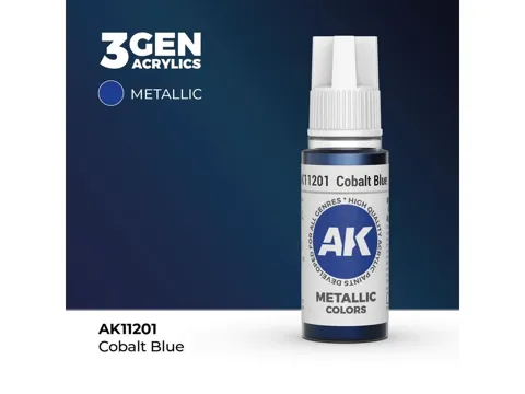 Lahvička akrylové barvy AK Interactive 3GEN AK11201 kobaltová modř 17 ml