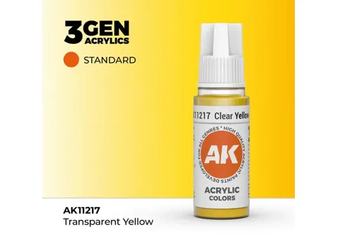 Lahvička akrylové barvy AK Interactive 3GEN AK11217 transparentní žlutá 17 ml