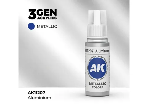 Lahvička akrylové metalické barvy AK Acrylics 3GEN AK11207 hliníková, 17 ml