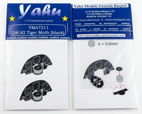 Fotoleptaná přístrojová deska Yahu Models YMA7211 Tiger Moth černá v měřítku 1/72
