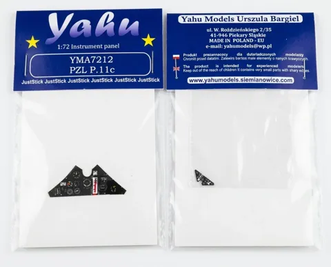 Barevná fotoleptaná přístrojová deska Yahu Models YMA7212 pro P.11c v měřítku 1/72