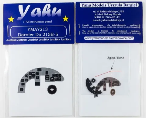 Barevná fotoleptaná přístrojová deska Yahu Models YMA7213 pro Do-215B-5 v měřítku 1/72